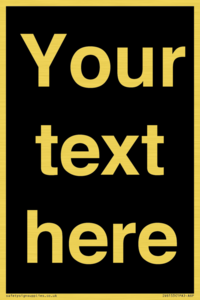 Custom blank information sign. Plain text, black background